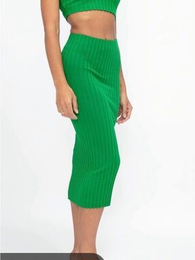 Cotton Citizen Emerald Green Ribbed Maxi Skirt